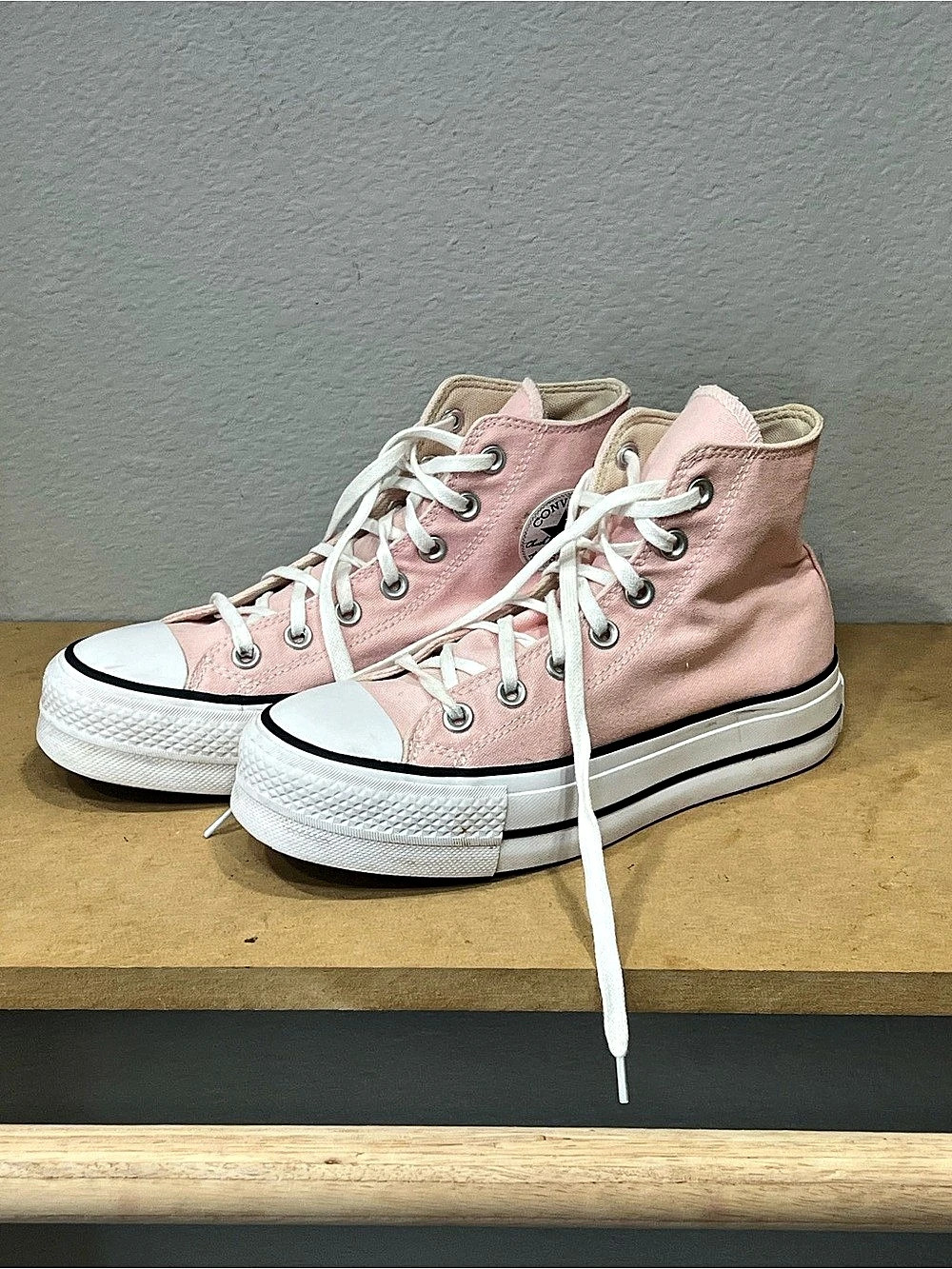 Converse Chuck Taylor All Star Lift Platform High Top Pink & White US 8